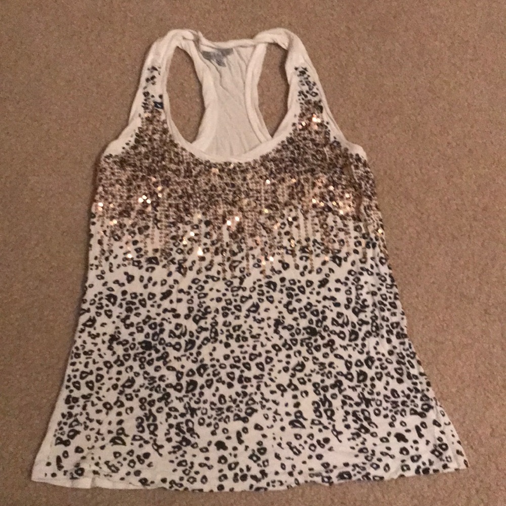 Cheetah, gold sequin tank